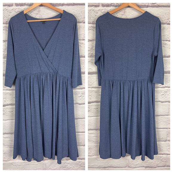 TORRID Women's 1X‎ (1) Blue Heather Half Sleeve Jersey Surplice Faux Wrap Dress - Picture 10 of 10